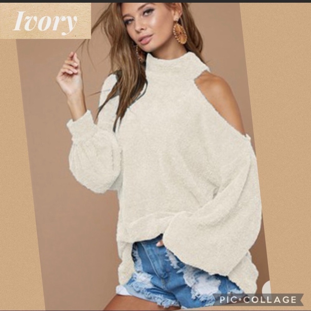 SALE!! Ivory… Ivory One Shoulder Sweater
